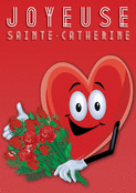 Joyeuse Sainte Catherine avec un bouquet de fleurs